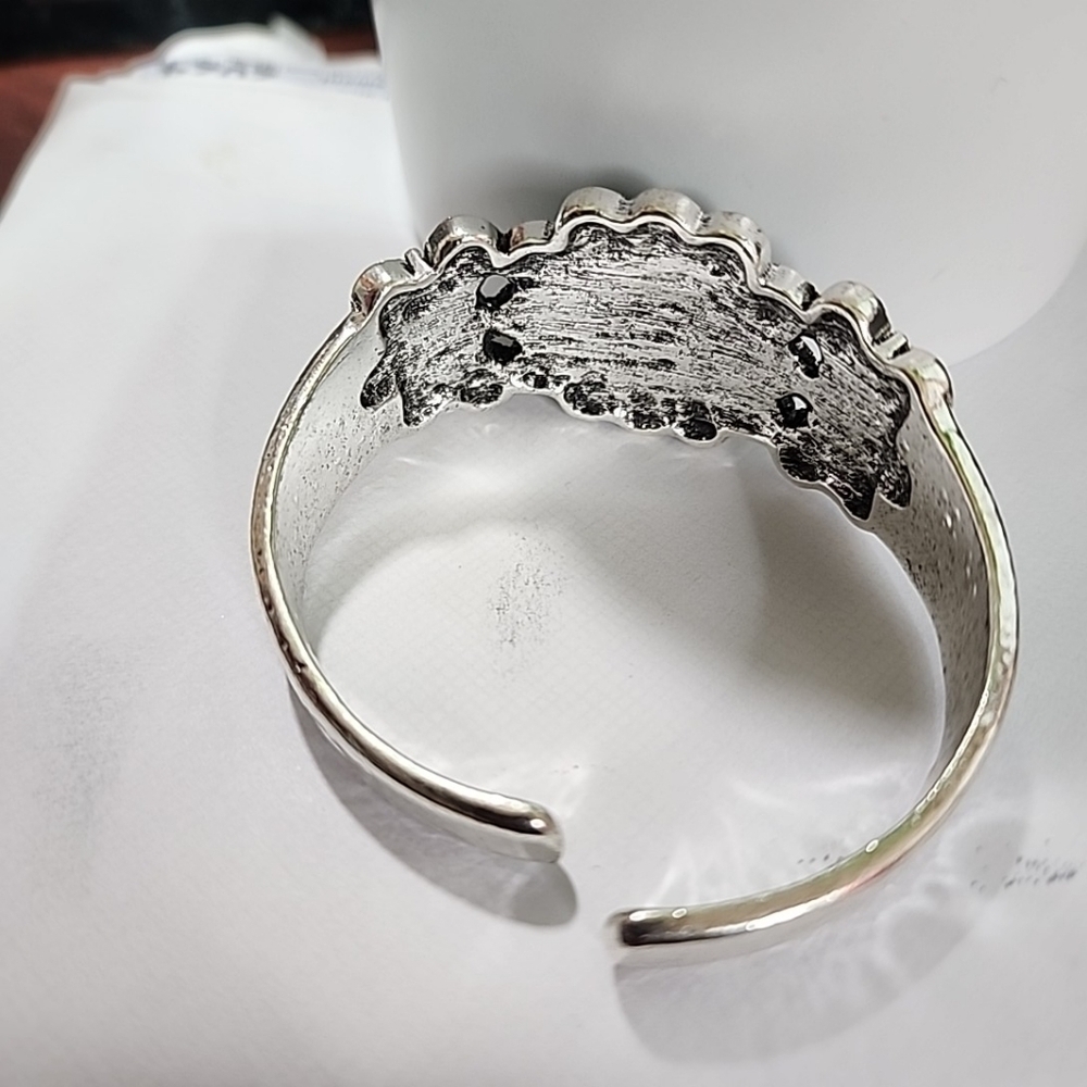 Turquoise and silver plated cuff bracelet - Picture 4 of 6